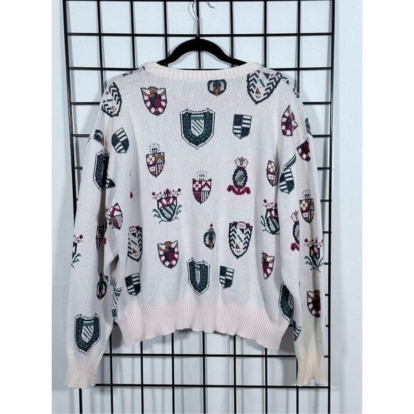 Vintage All Over Shield Crest Coogi Sweater Mens XL Ivory Eclectic Grandpa - Picture 4 of 7